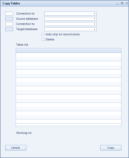 Screenshot: Copy tables